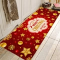 Red Christmas floor mat with gold snowflakes and Merry Christmas text for home decor - 40x60cm / Style 2