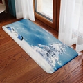 Winter snow scene Christmas flannel absorbent rug runner with blue ornaments pattern - 40x60cm / Dark Blue Snow Ball