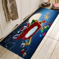 Christmas flannel absorbent runner rug featuring festive red sleigh and starry night scene - 40x60cm / Santa Sleigh & Gifts