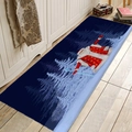 Kerst loper van flanel met kerstmanmotief op lichte houten vloer voor de gang - 40x60cm / Kerstman in Sneeuwwoud
