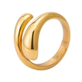 Minimalistischer goldener Wickelring mit poliertem Tropfendesign und glatter Oberfläche - US 5 / Gold