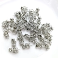 Silver crown-shaped pearl clasps with micro-pave zircons for jewelry making - Pendant Pin / White Gold