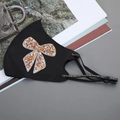 Black ice silk sun protection mask with sparkling rhinestone bow and adjustable straps - Bowknot-Orange