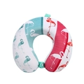 U-shaped memory foam neck pillow with pink flamingo print and button closure for travel - Four-color Flamingo