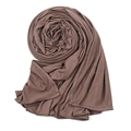 Dark brown mercerized cotton jersey hijab scarf shown in a soft rolled spiral style - Dark Khaki