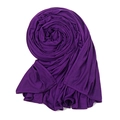 Deep purple modal mercerized cotton long scarf with smooth texture and rolled finish - Deep purple