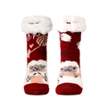 Thick plush Christmas socks featuring a red and white koala design with non-slip dots - Wine Red Sheep