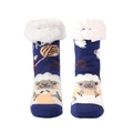 Dark blue winter thermal house socks with sheep pattern and soft fleece lining - Blue Sheep