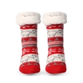 Detail of Christmas slippers socks with anti-slip dots and warm plush lining - Snowflake Sheep