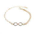Infinity gold bracelet with colorful cubic zirconia and mixed chain links for women - Colorful Zircon Infinity Model