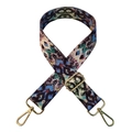 Ethnic style colorful adjustable wide shoulder strap with gold metal hooks and hardware - Silver Clasp / Color Block Snake Skin
