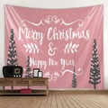 Arazzo natalizio rosa con scritta Merry Christmas per decorazione domestica - 150x130cm / Stile Nordico Albero di Natale Rosa / Rosa