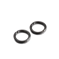 Pair of minimalist black stainless steel clip-on hoop earrings for non-pierced ears - Black (KE97318-WGHW)