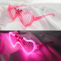 Pink heart-shaped LED shutter glasses with glowing light effects for party and festivals - Heart Shutter / Pink