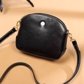 Classic black leather shell-shaped shoulder bag with elegant gold-tone hardware and strap - S60 Black (Small)