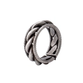 Vintage oxidized silver titanium steel twist rope ring in geometric minimalist style - US 6 / Antique Silver