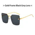 Gafas de sol cuadradas sin montura con marco de metal dorado y lentes gris oscuro - Montura Dorada Negro Gris