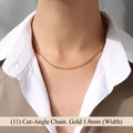 1.8mm gold-plated Pijiao chain necklace in titanium steel for minimalist jewelry styles - Beveled Chain 40+5cm / Gold