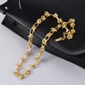 18K goudkleurige dikke schakelketting met knoopontwerp en verstelbare karabijnsluiting voor dames - 47cm / 18K Goud