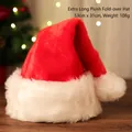 Plush Christmas hat with extra long faux fur trim and red velvet fabric, 53x31cm - Super Long Plush Cuff Hat