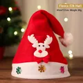 Plush Christmas hat featuring white 3D reindeer decor and colorful sequins on red base - Felt Reindeer Style