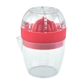 Manual citrus juicer with a red cone and transparent graduated cup for fresh juice - Color Box / Red