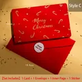 Red Christmas card set with gold stamping, envelope, and Happy New Year sticker - Style C (HK012)