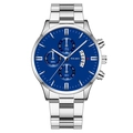 Montre homme business avec cadran bleu, bracelet en acier argenté et trois sous-cadrans - Cadran Bleu Bracelet Argenté