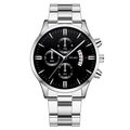Montre Quartz Homme YOLAKO avec Bracelet en Acier Inoxydable Argenté et Cadran Noir - Cadran Noir Bracelet Argenté