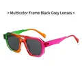 Rainbow gradient aviator sunglasses with double bridge frame and dark grey lenses - Rainbow Frame Black Grey Lens