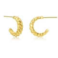 Golden twisted croissant C-shaped hoop earrings with elegant metallic luster on white background - Croissant Twist Style / Gold (EH00440)