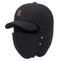 Colbacco invernale nero da uomo con maschera antivento integrata e fodera in peluche - Regolabile / Nero
