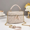 Cream box-shaped crossbody bag with monogram print and butterfly pendant decoration - Letter Print (MTMK)
