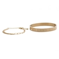 Goldenes Armband-Set mit römischen Ziffern und feiner Kette im modernen Hip-Hop-Stil - Römische Ziffern Armreif + Hip Hop Gemischte Kette Armband Set / Gold
