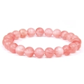 8mm natural pink strawberry quartz stone bead elastic bracelet with a smooth finish - Strawberry Quartz