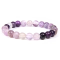 Natural purple gradient gemstone beaded bracelet with polished round crystal stones - Purple Fluorite