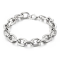 Polished silver stainless steel chain bracelet with thick oval links and lobster clasp - 10mm Silver Color Bracelet (KB139979Z)