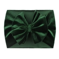 Dark green velvet nylon bow headband for babies featuring a soft textured wide band - Dark Green