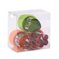3-piece stainless steel vegetable and fruit cutter set with colorful plastic handles - Type C (Heart/Plum/Chrysanthemum)