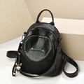 Mochila pequeña de cuero negro con cremallera de orejas de gato y colgante chic - Decoración de Orejas de Gato de Metal (Estilo 2)