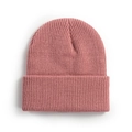 Winter knitted beanie hat in dusty rose pink featuring a wide cuff and ribbed texture - One Size / Dusty Pink