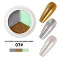 Three-color solid mirror nail powder 07 with silver, gold, and green metallic finish - Silver Gray/Golden Brown/Mint Green (07#)
