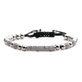 Pulsera ajustable Ojo Turco con micro-pavé de circonitas y cuentas de metal plateado - Oro Blanco