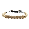 Pulsera de cuentas doradas con esferas de circón micro-pavé y cordón negro ajustable de moda - Dorado