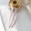 Pink marble texture acetate U-shaped hair pin for minimalist women's hair styling - Light Purple Texture