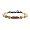 Verstelbare geweven armband met gouden kralen en pavé gezette zirkoon holle buis detail - Goud