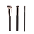Three-piece professional makeup brush set with black matte handles and silver ferrules - 170/270/370 Three-piece Set No Logo (store Manager's Recommended Set) (silver Nozzle)