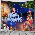 Arazzo natalizio con Babbo Natale, pupazzo di neve e albero per decorazione - 150x130cm / Stile 1-Babbo Natale Notte Stellata Blu
