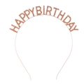 Rose gold Happy Birthday headband with sparkling rhinestones for women party hair decor - Champagne Rhinestone