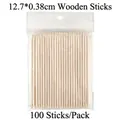 Pack of 100 double-headed orange wood sticks for nail art cuticle push and cleaning - 12.7cm Wood Stick (100 Pcs/Pack)